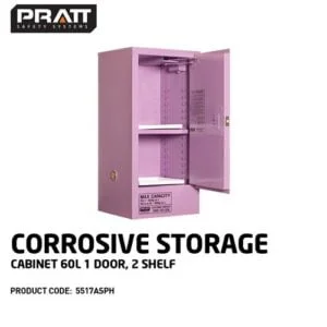 Pratt Corrosive Storage Cabinets 60L 1 Door, 2 Shelf 