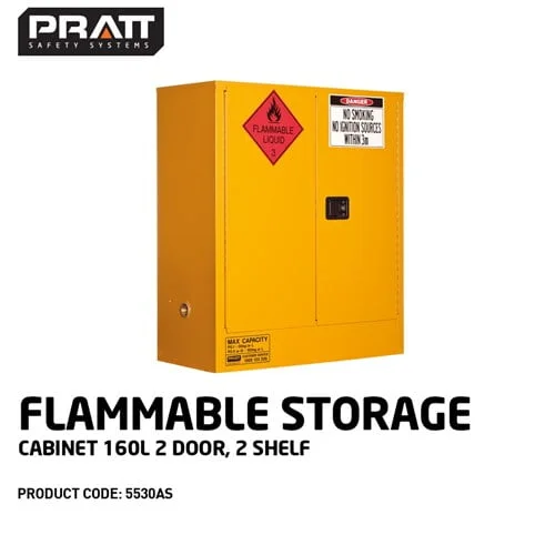 Pratt Flammable Storage Cabinets 160L 2 Door, 2 Shelf 