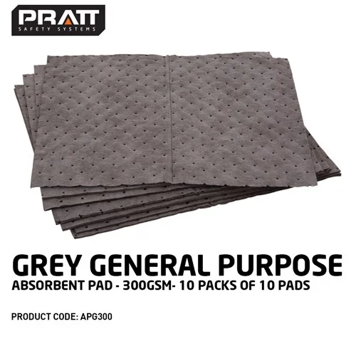 Grey General Purpose Absorbent Pad - 300gsm Pack Of 10