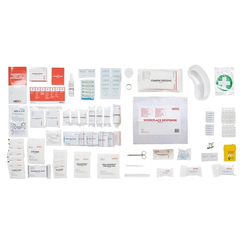 Essential Workplace Response First Aid Kit In Plastic Tackle Box