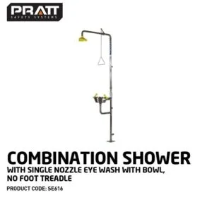 Combination Shower With Single Nozzle Eye Wash With Bowl. No Foot Treadle