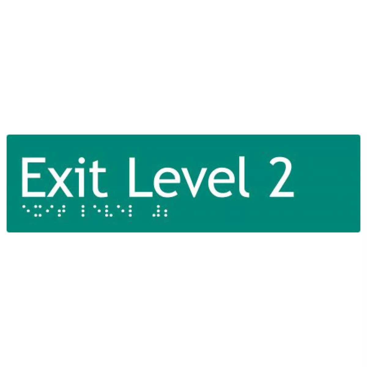 Braille Sign, Exit Level 2, 180 x 50mm, Green/White PVC - Image 3