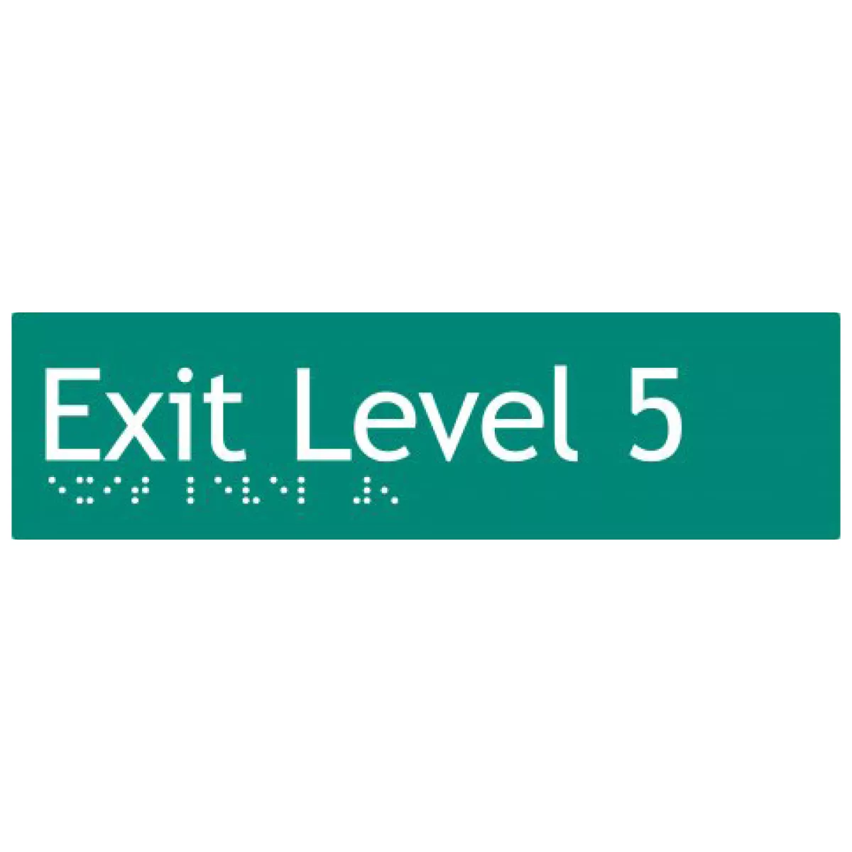 Braille Sign, Exit Level 5, 180 x 50mm, Green/White PVC - Image 3