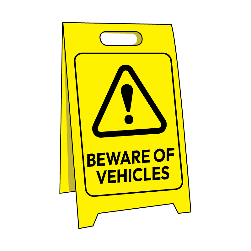 Corflute Sign Stand, Beware Of Vehicles, 500 x 300mm - Image 3