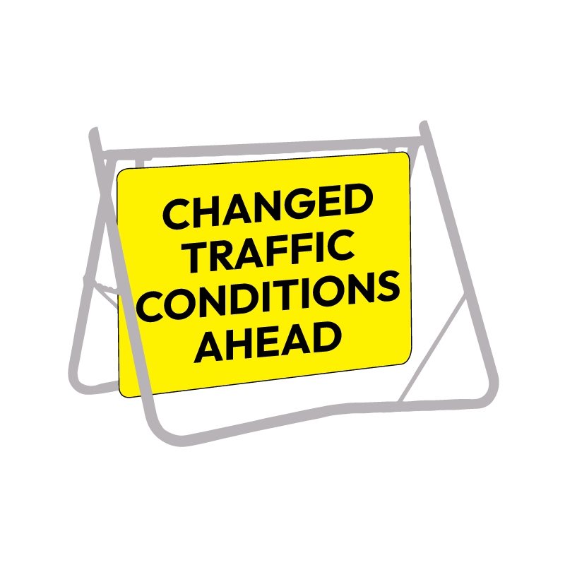 Changed Traffic Conditions, 900 x 600mm Metal, Class 1 Reflective, Swing Stand - Image 2