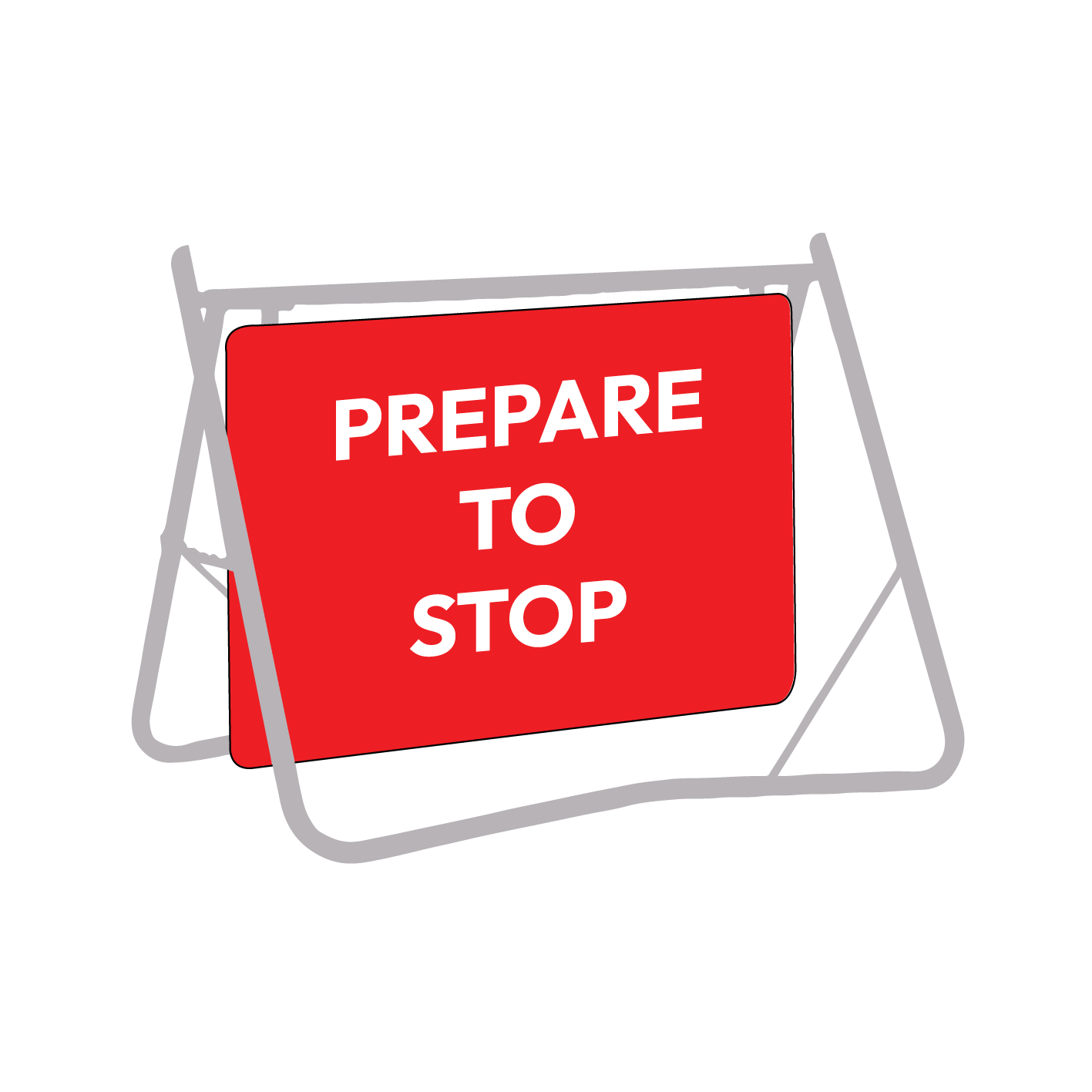 Prepare To Stop, 900 x 600mm Metal, Class 1 Reflective, Swing Stand - Image 2