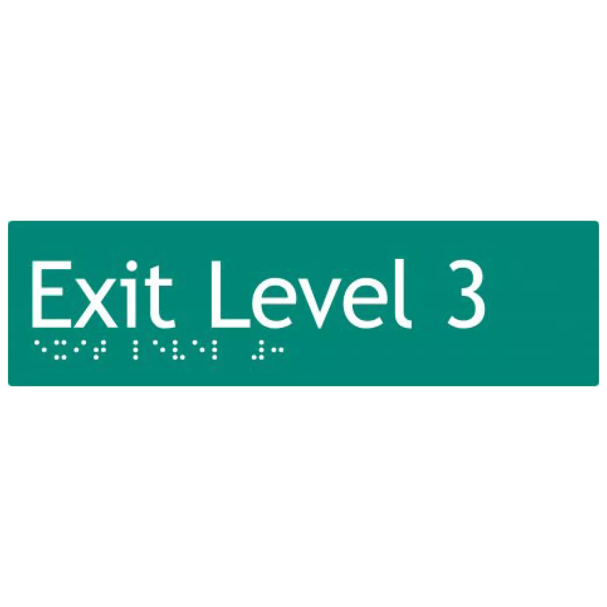 Braille Sign, Exit Level 3, 180 x 50mm, Green/White PVC - Image 2