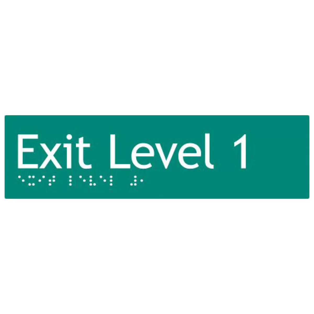 Braille Sign, Exit Level 1, 180 x 50mm, Green/White PVC - Image 2