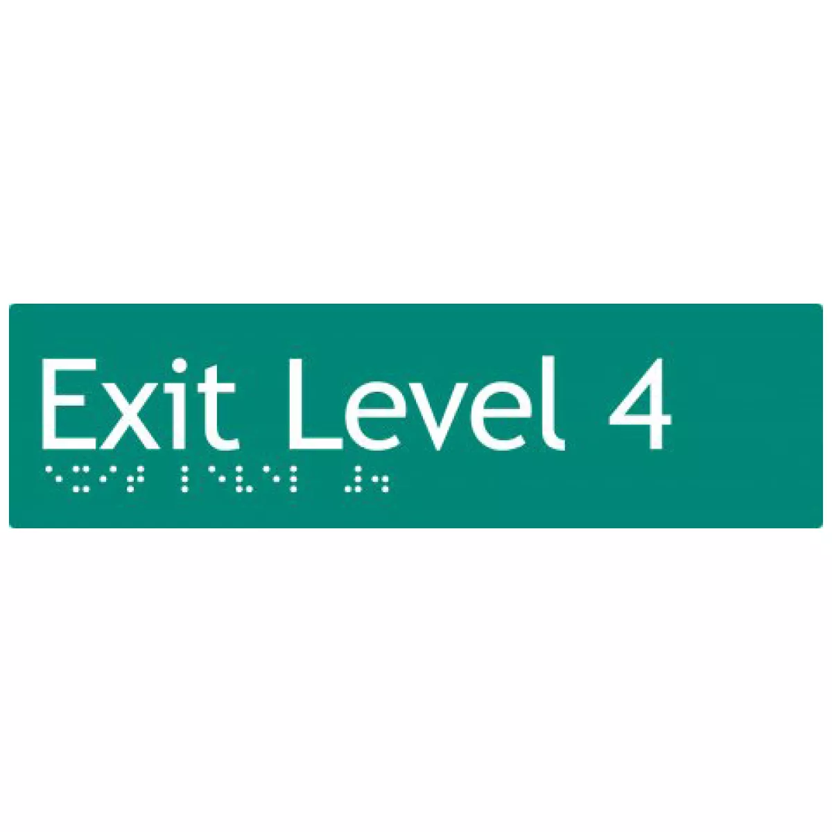 Braille Sign, Exit Level 4, 180 x 50mm, Green/White PVC - Image 3