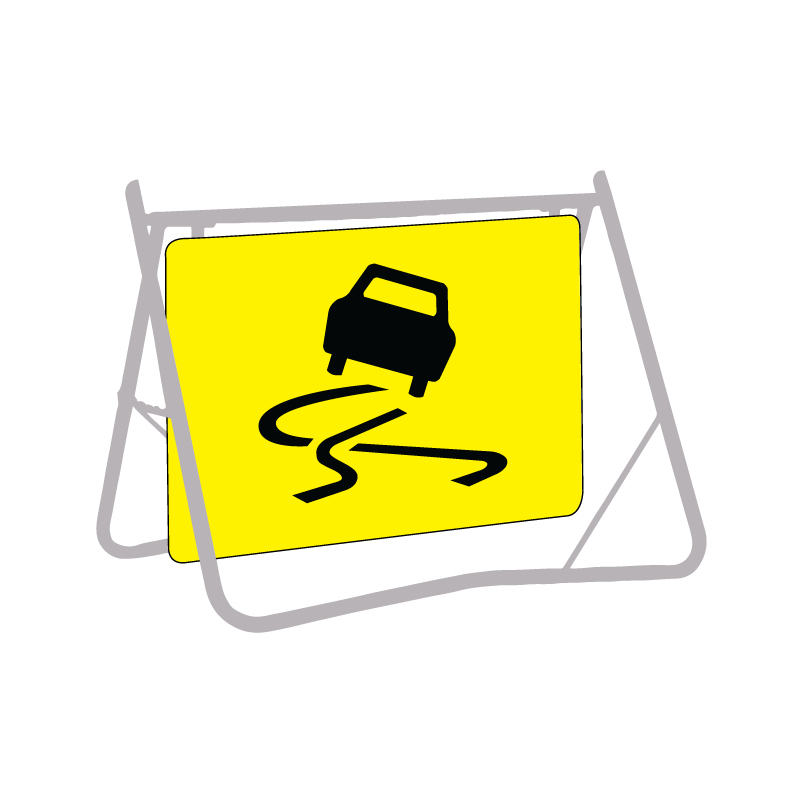 Slippery Surface Picto, 900 x 600mm Metal, Class 1 Reflective, Swing Stand - Image 2