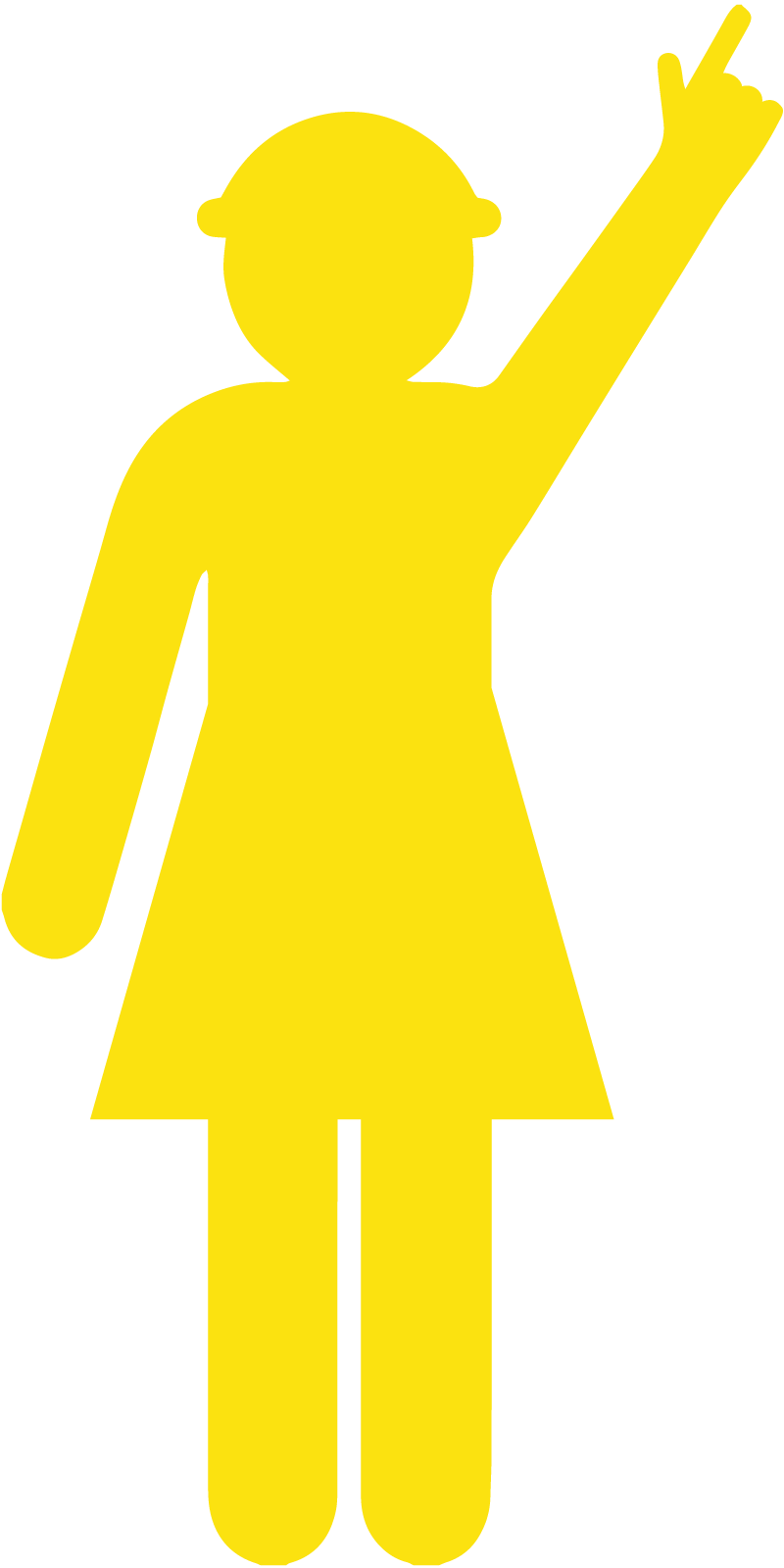 Yellow Cut Out Female Worker, Arm Up - Finger Pointing, 1800 x 900mm Corflute - Image 3
