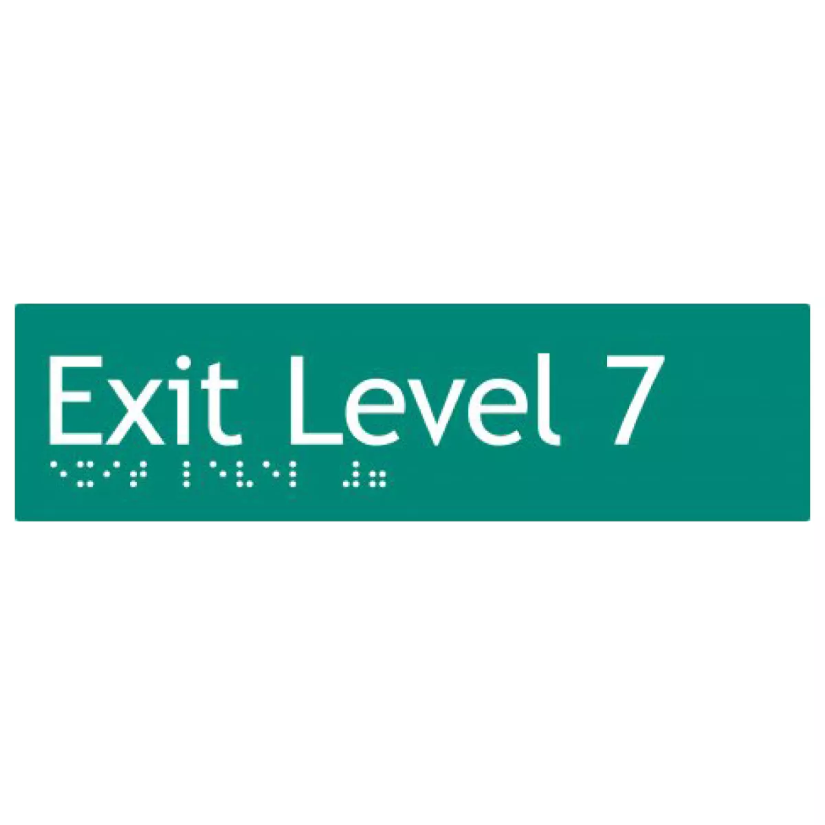 Braille Sign, Exit Level 7, 180 x 50mm, Green/White PVC - Image 3
