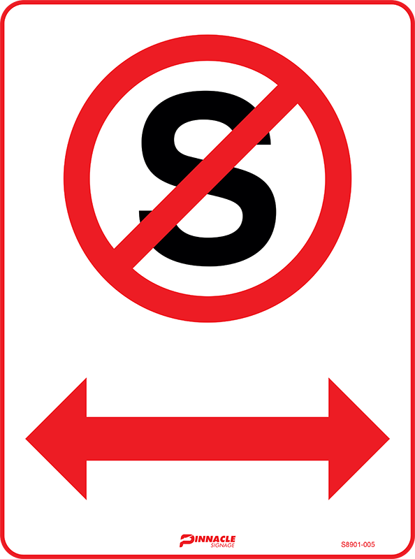 No Stopping Symbol, Double Arrows, 400 x 300mm Metal