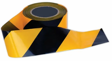 Black/Yellow Barrier Tape, 75mm x 100m Roll
