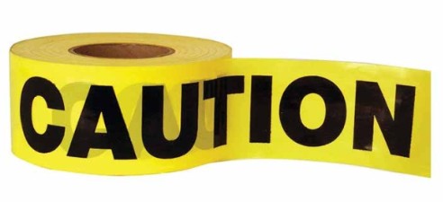 Yellow/Black Caution Printed Barrier Tape, Yellow/Black, 75mm x 100m