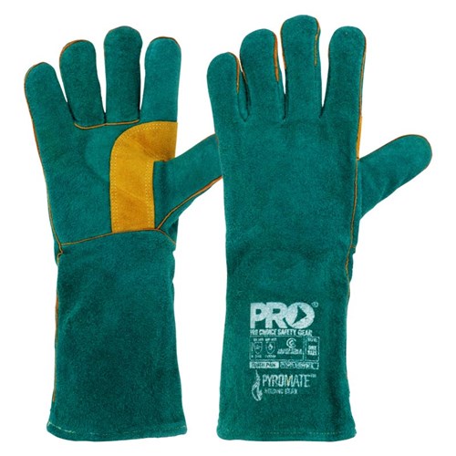 Pyromate South Paw Left Hand Pair -Green & Gold Kevlar Glove Green