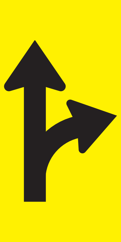 Lane Status (Through & Right Turn Lanes), Multi Message 600 x 300mm Corflute, Class 1 Refl.
