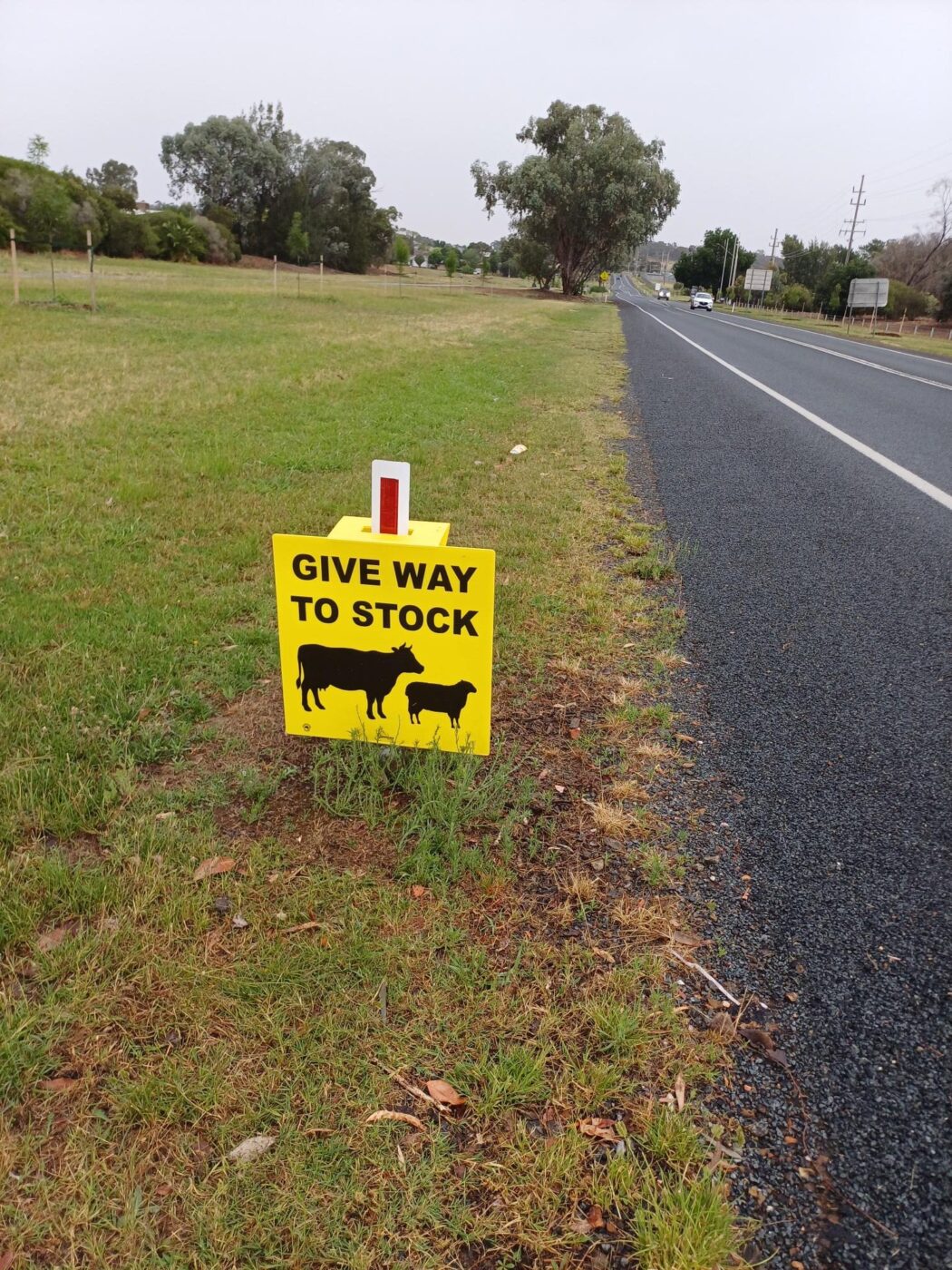 Give Way To Stock (Sheep & Cattle Picto+Give Way To Stock Text) 600 x 600mm Corflute Guide Post Sign - Image 3