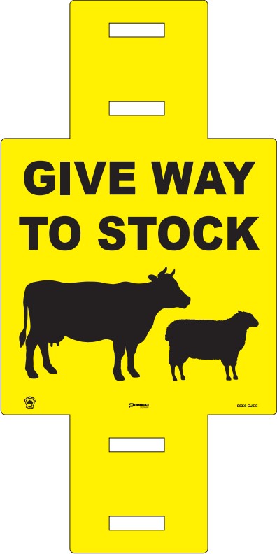 Give Way To Stock (Sheep & Cattle Picto+Give Way To Stock Text) 600 x 600mm Corflute Guide Post Sign - Image 2