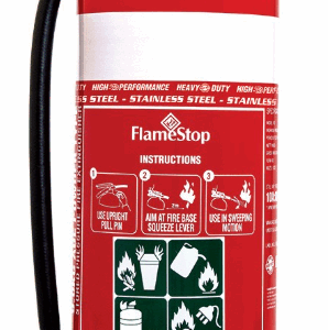 FlameStop 9.0kg Stainless Steel Heavy Duty ABE Powder Type Portable Fire Extinguisher